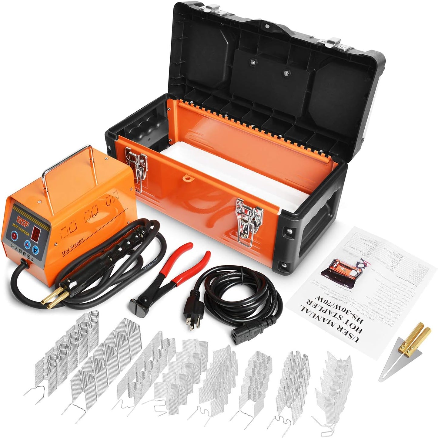 Plastic Welder Repair Machine Kit, 5-Level Adjustable Power, Bumper Plastic Repair Welding Hot Stapler Kit with Storage Tool Box, 110V