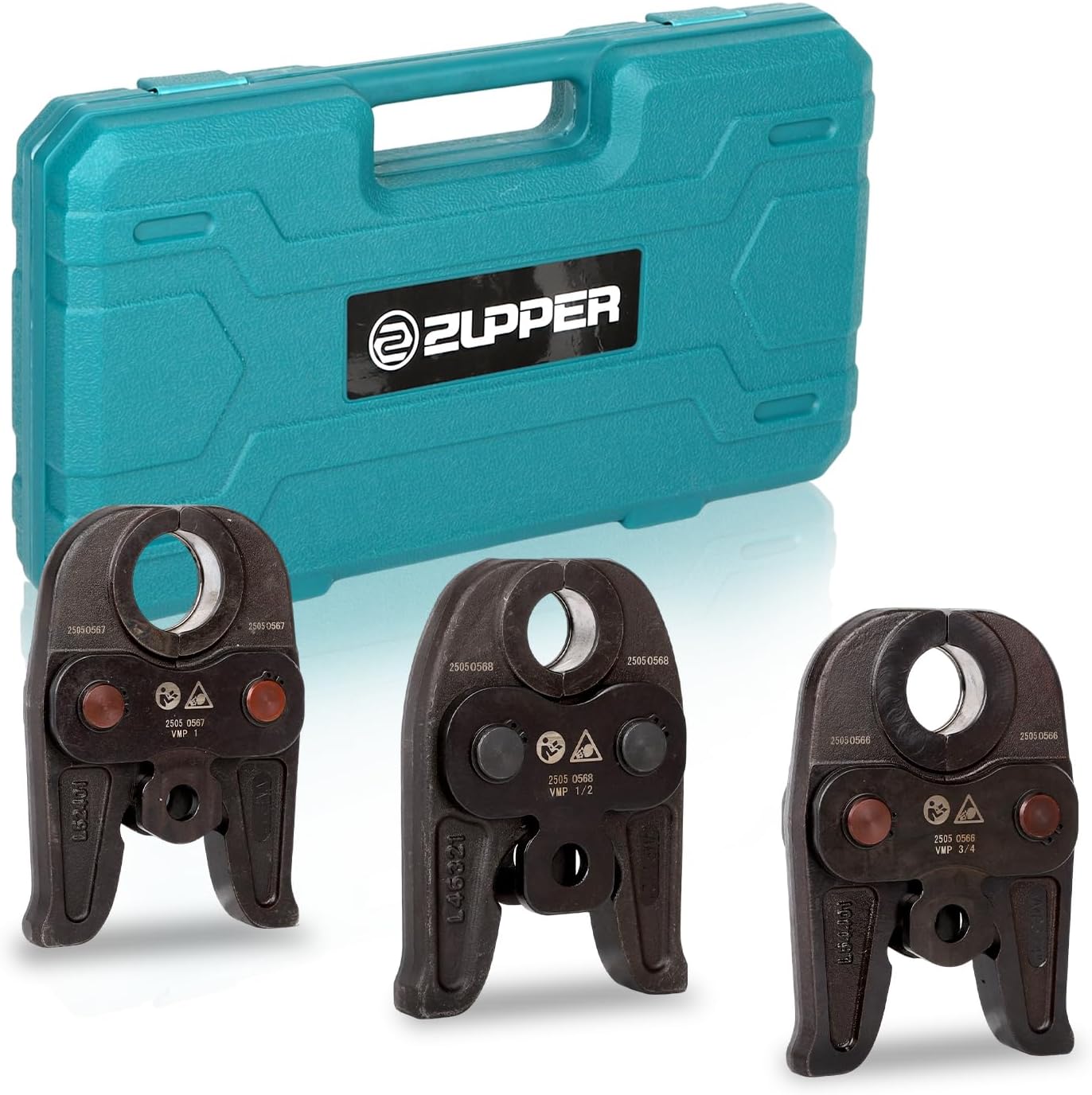 ZUPPER 3PCS MegaPress Jaws Kit with 1\/2" to 1" for Carbon Steel Pipes Compatible with Standard Press Tools Hydraulic Pressing Tools