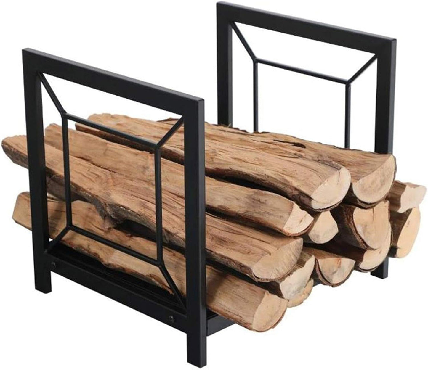 16 Inch Fireplace Log Holder Indoor/Outdoor, Wrought Iron Wood Stacker for Stove and Fire Pit, Farmhouse Lumber Storage