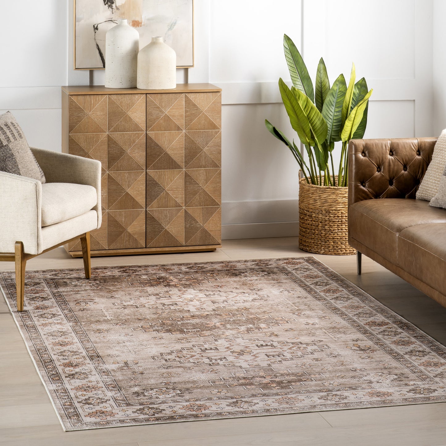 nuLOOM Blessing SplashGuard Machine Washable 9ft. 6in. x 13ft. 6in. Beige Area Rug