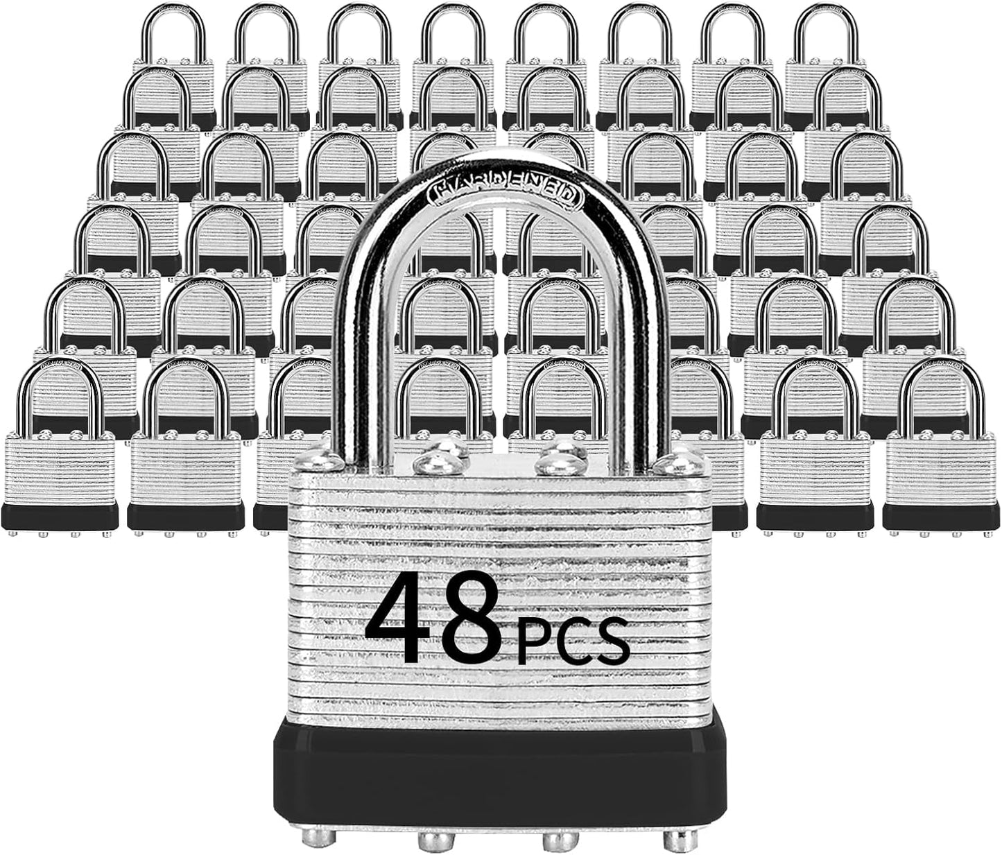 Padlocks with Same Key, LQYN 48 Pcs Laminated Keyed Padlock (1-9\/16", 40mm), Keyed Alike Locks, Normal Shackle, for Storage Locker, Hasp Latch, Toolbox, Sheds