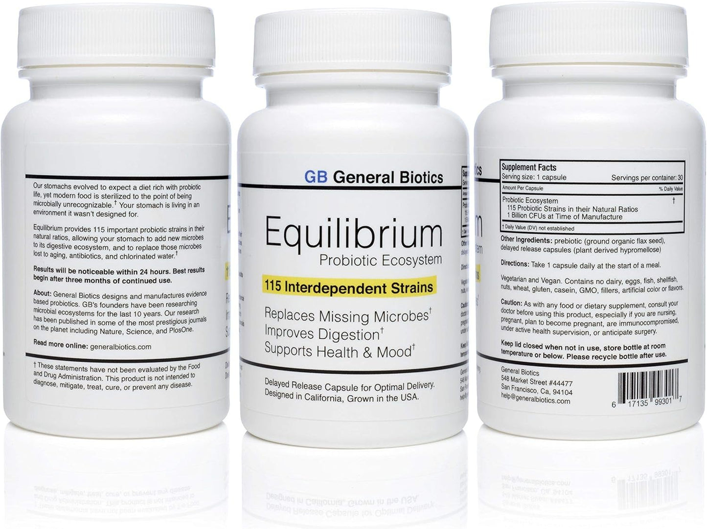 Equilibrium Probiotic Supplement with Prebiotic \u2013 Daily Time Release \u2013 30 Easy to Swallow Capsules \u2013 Highest Strain Count in The World \u2013 115-Strains