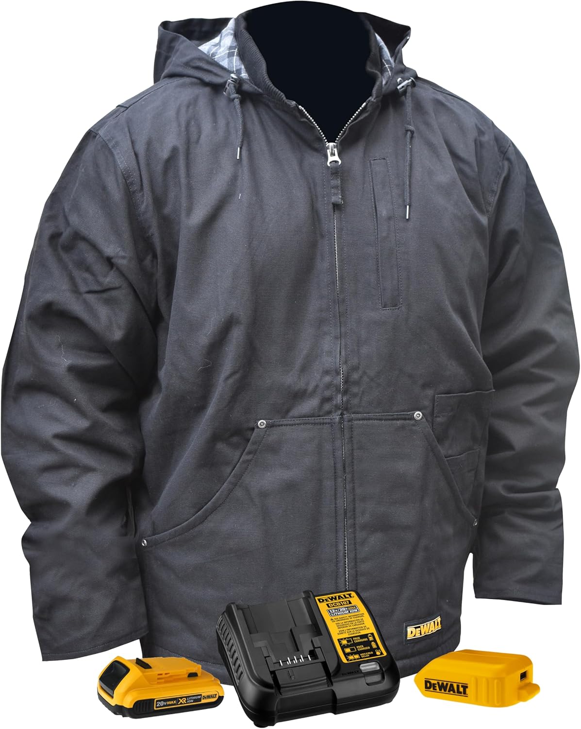 DEWALT Unisex Adult With 2.0ah Battery and Charger Heated Heavy Duty Work Coat, Black, X-Large US