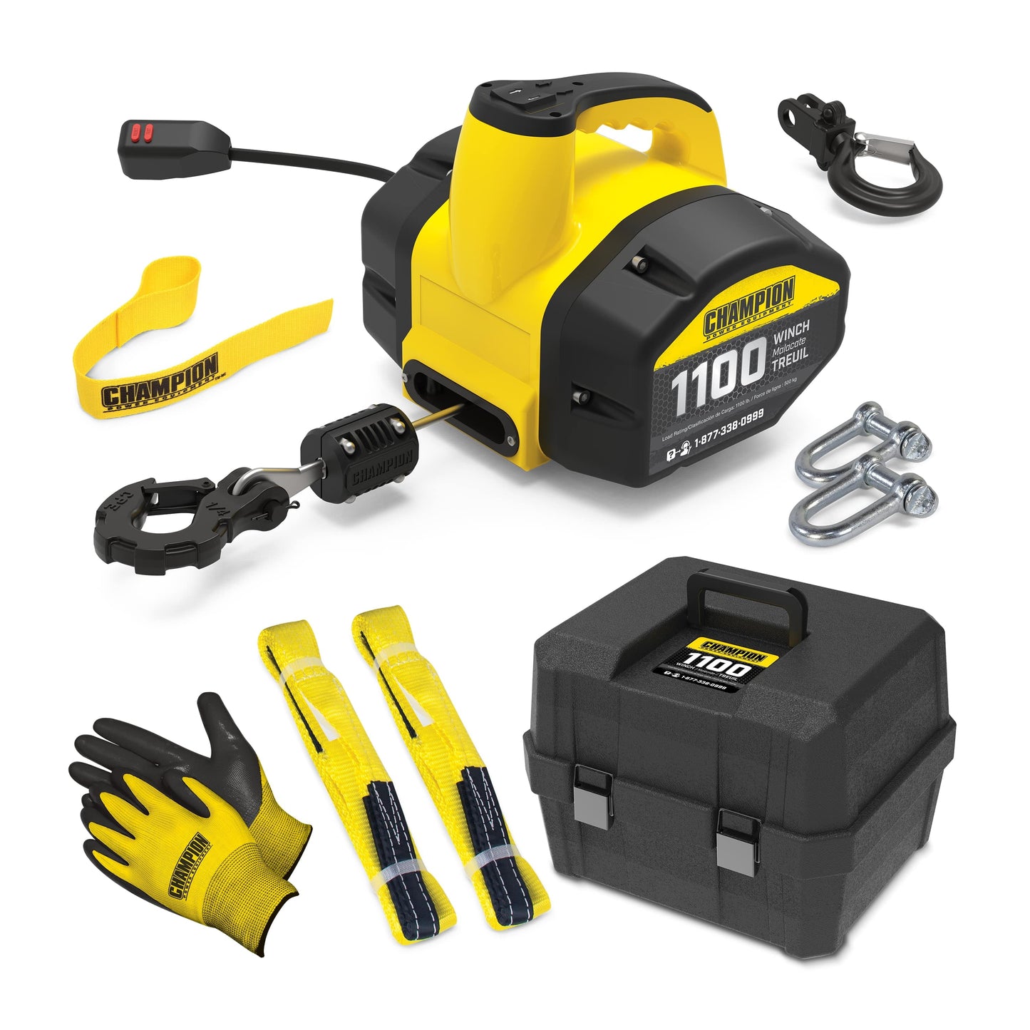 Champion Power Equipment 1100 lb. Portable 120-Volt Electric Winch Kit, Pulling and Lifting Capability