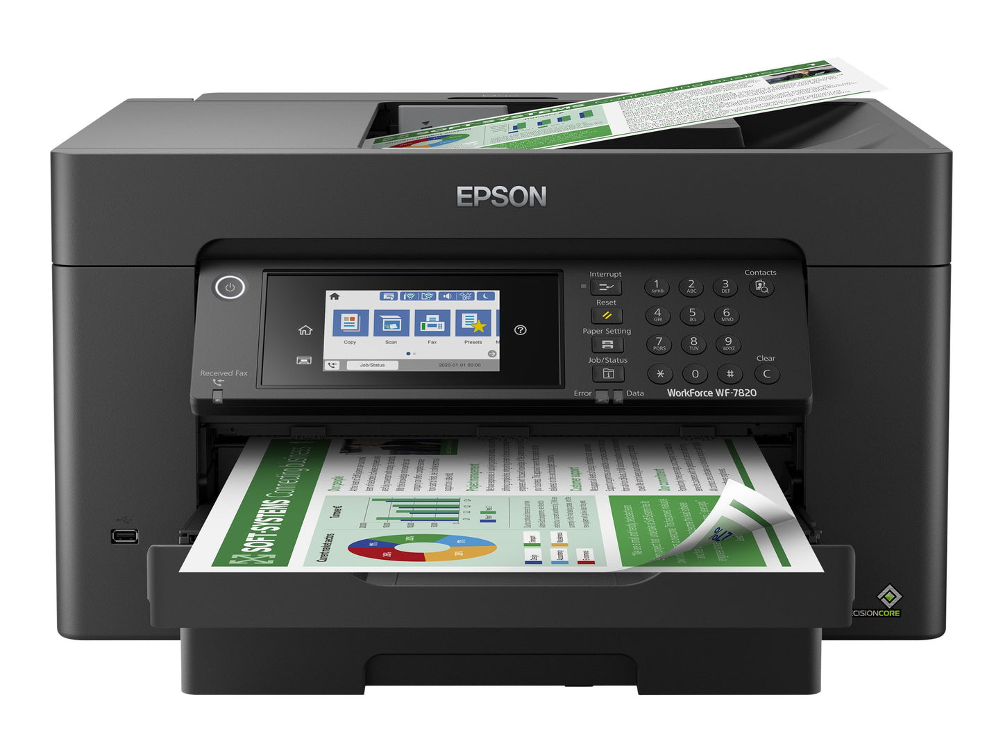 Epson WorkForce Pro WF-7820 Wireless All-in-One Wide-format Printer with Auto 2-sided Print up to 13" x 19", Copy, Scan and Fax, 50-page ADF, 250-sheet Paper Capacity, and 4.3" Color Touchscreen