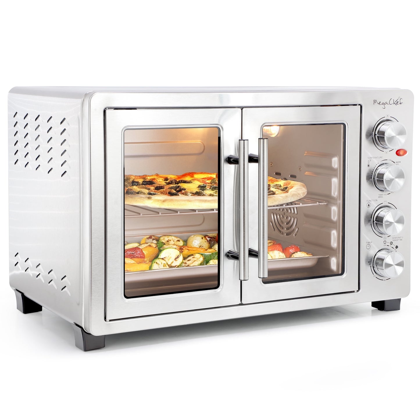 MegaChef 45 Quart Electric French Door Rotisserie Convection Counter Top Oven