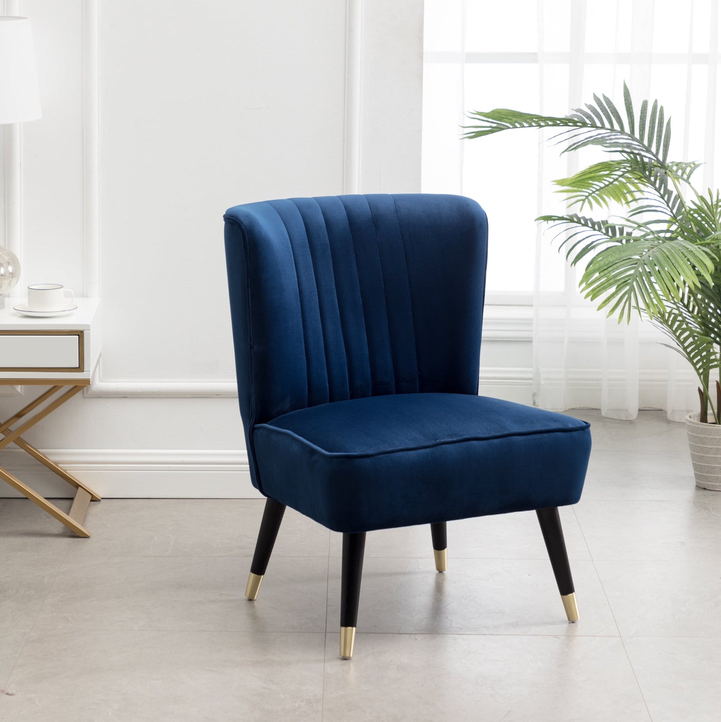 Roundhill Furniture Elon Contemporary Velvet Upholstered Accent Chair Blue Modern & Contemporary Velvet