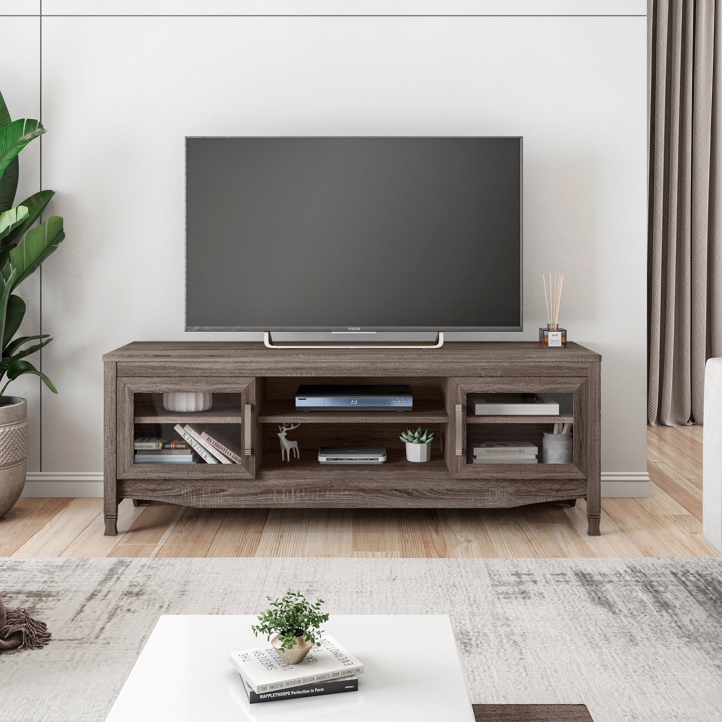 Techni Mobili Driftwood TV Stand for TVs up to 65", Gray