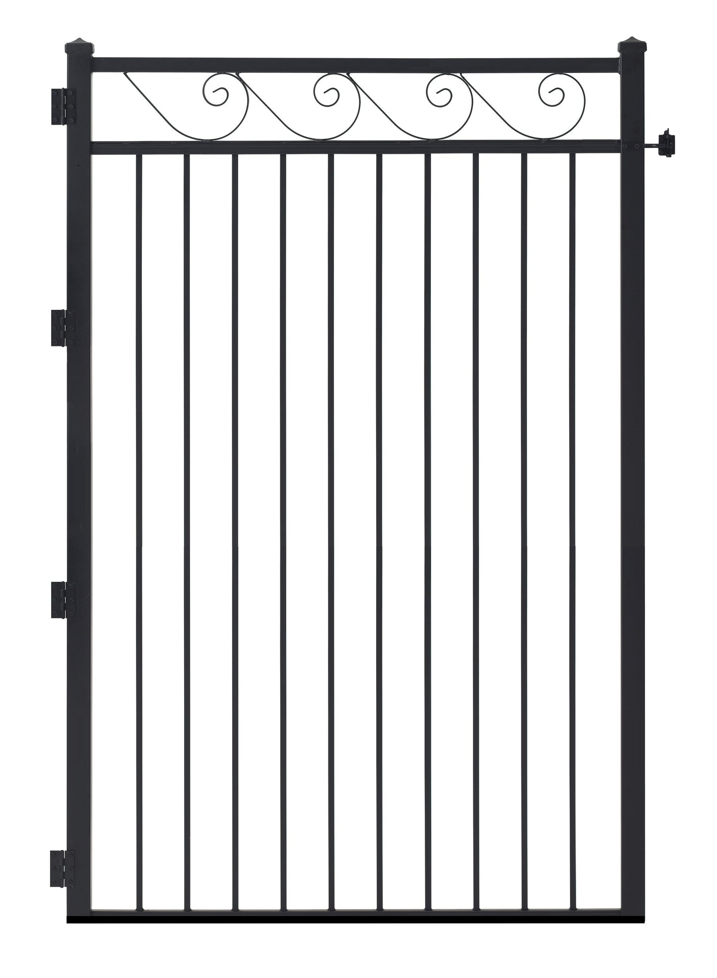 Gilpin 6-ft H x 4-ft W Black Steel No Dig Decorative Standard Decorative metal Fence gate