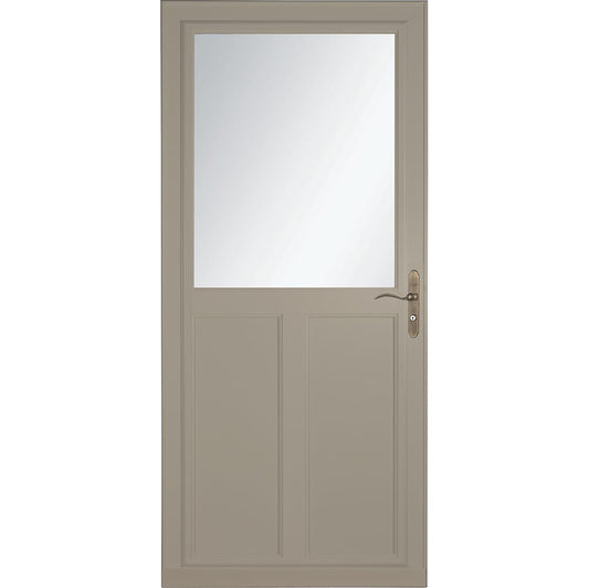 LARSON 80 Highview (Tradewinds) 32-in x 81-in Sandstone Aluminum Reversible Hinge Storm Door with Retractable Screen ( Antique brass Handle Included )
