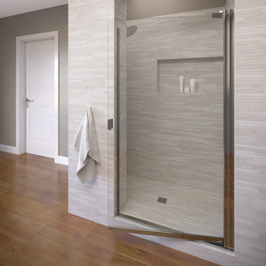 Basco Armon Chrome 32-3/4-in to 34-1/4-in W x 66.0-in H Semi-frameless Clear Glass Pivot Shower door