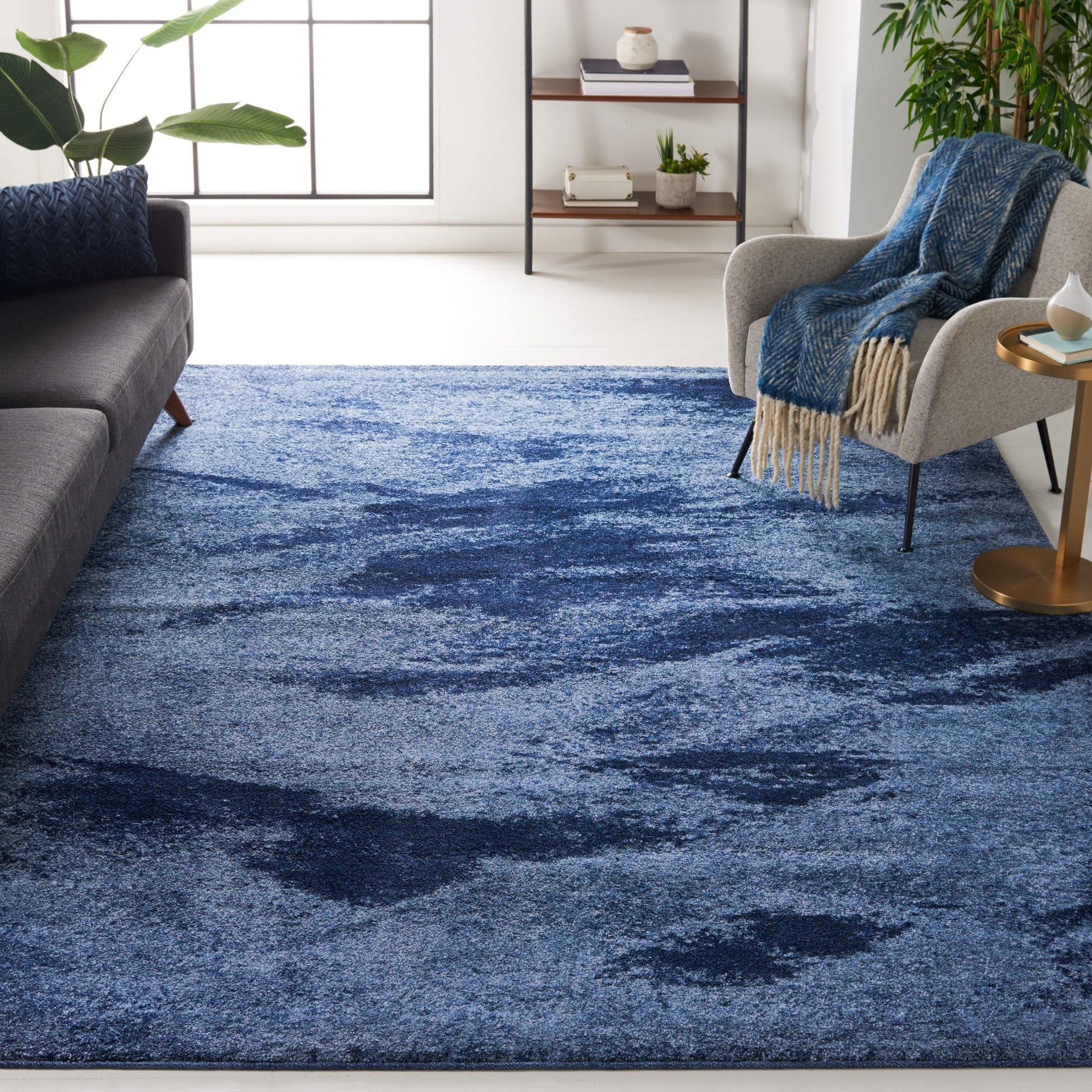 Safavieh Retro Azusa 9 x 12 (ft) Loomed Light Blue/Blue Rectangular Indoor Abstract Area rug