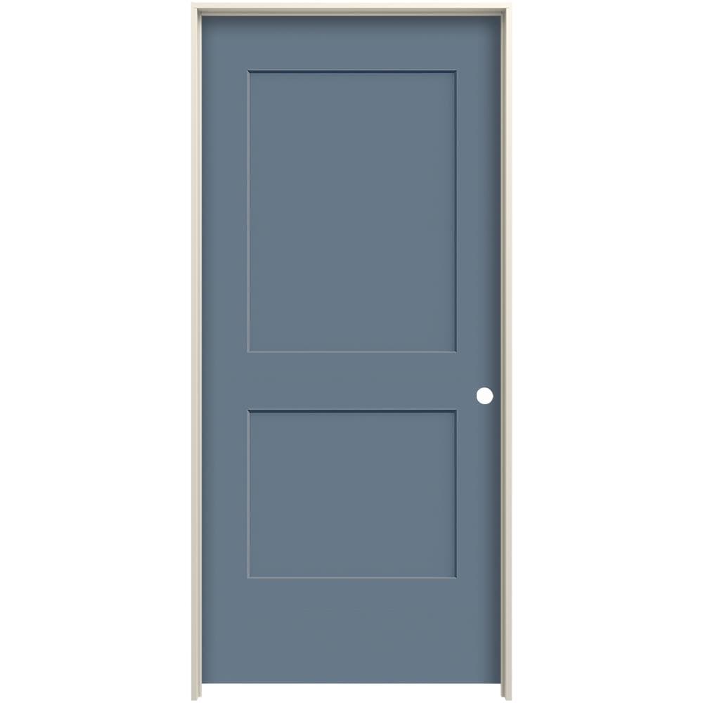 JELD-WEN 28-in x 80-in Colony Solid core 2-panel square Left hand Smooth Prefinished Molded composite Flat Jamb Single Prehung Interior Door