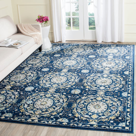 Safavieh Evoke Groome 9 x 12 (ft) Loomed Navy/Ivory Rectangular Indoor Medallion Bohemian/Eclectic Area rug