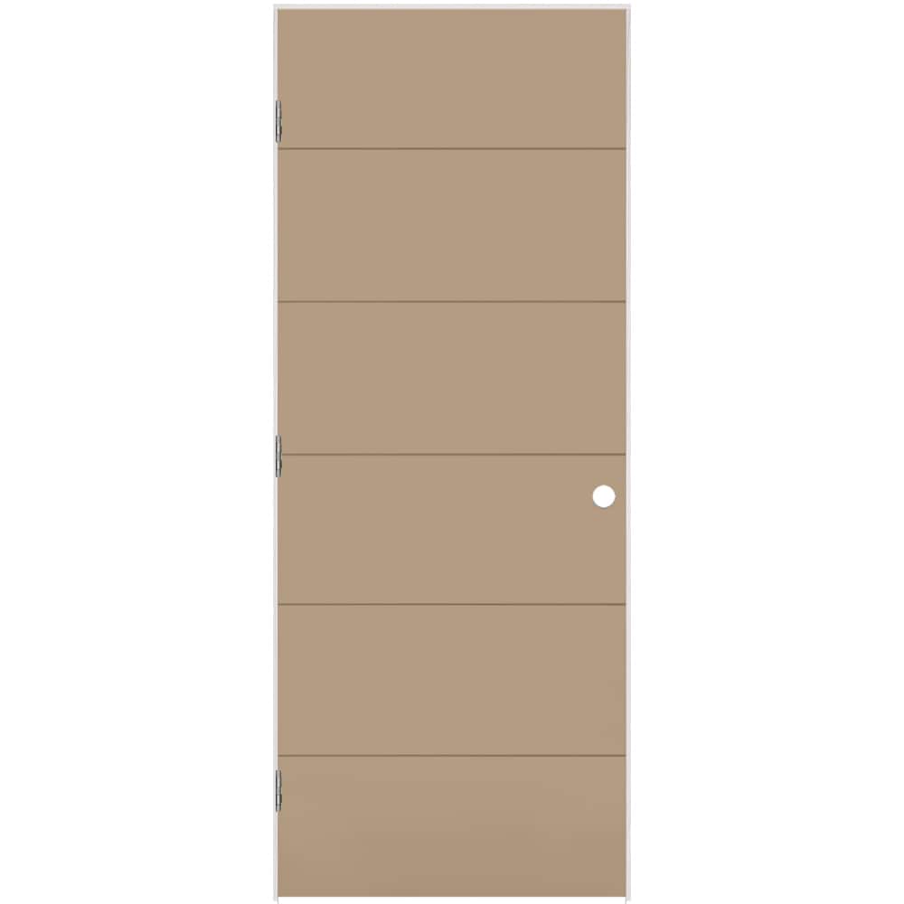 Masonite 24-in x 80-in Driftwood Hollow core Flush Right hand Smooth Prefinished Molded composite Flat Jamb Single Prehung Interior Door