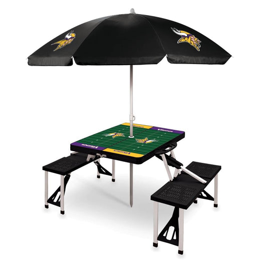 Picnic Time Minnesota Vikings 54-in Black Plastic Rectangle Folding Picnic Table