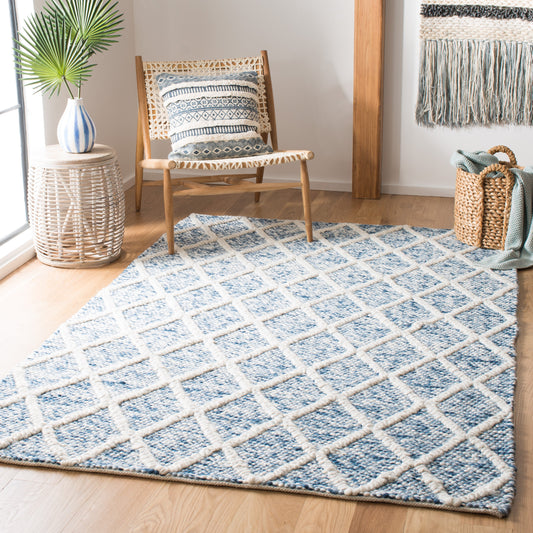 Safavieh Natura Isto 8 x 10 (ft) Ivory/Blue Rectangular Indoor Trellis Coastal Area rug