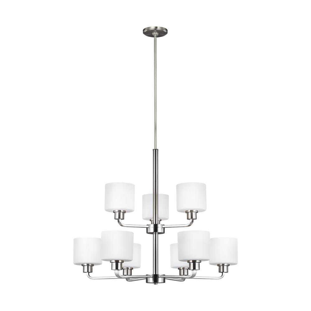 Generation Lighting Canfield 9 -Light Brushed Nickel Modern/contemporary For Use in Dining Rooms, Foyers, Kitchens, Chandelier