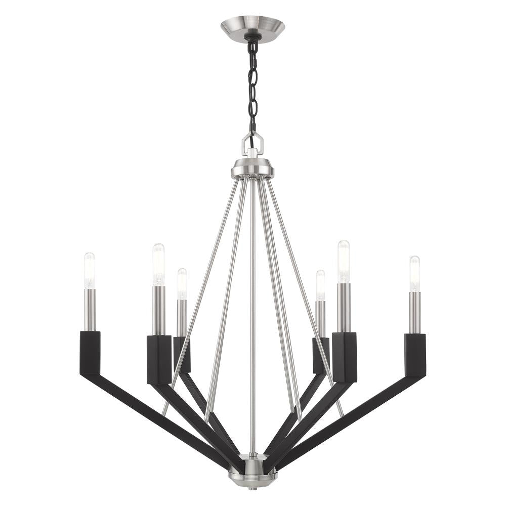 Livex Lighting Beckett 6 -Light Brushed Nickel Mid-century For Use in Bathrooms, Bedrooms, Dining Rooms, Foyers, Kitchens, Living Rooms Chandelier