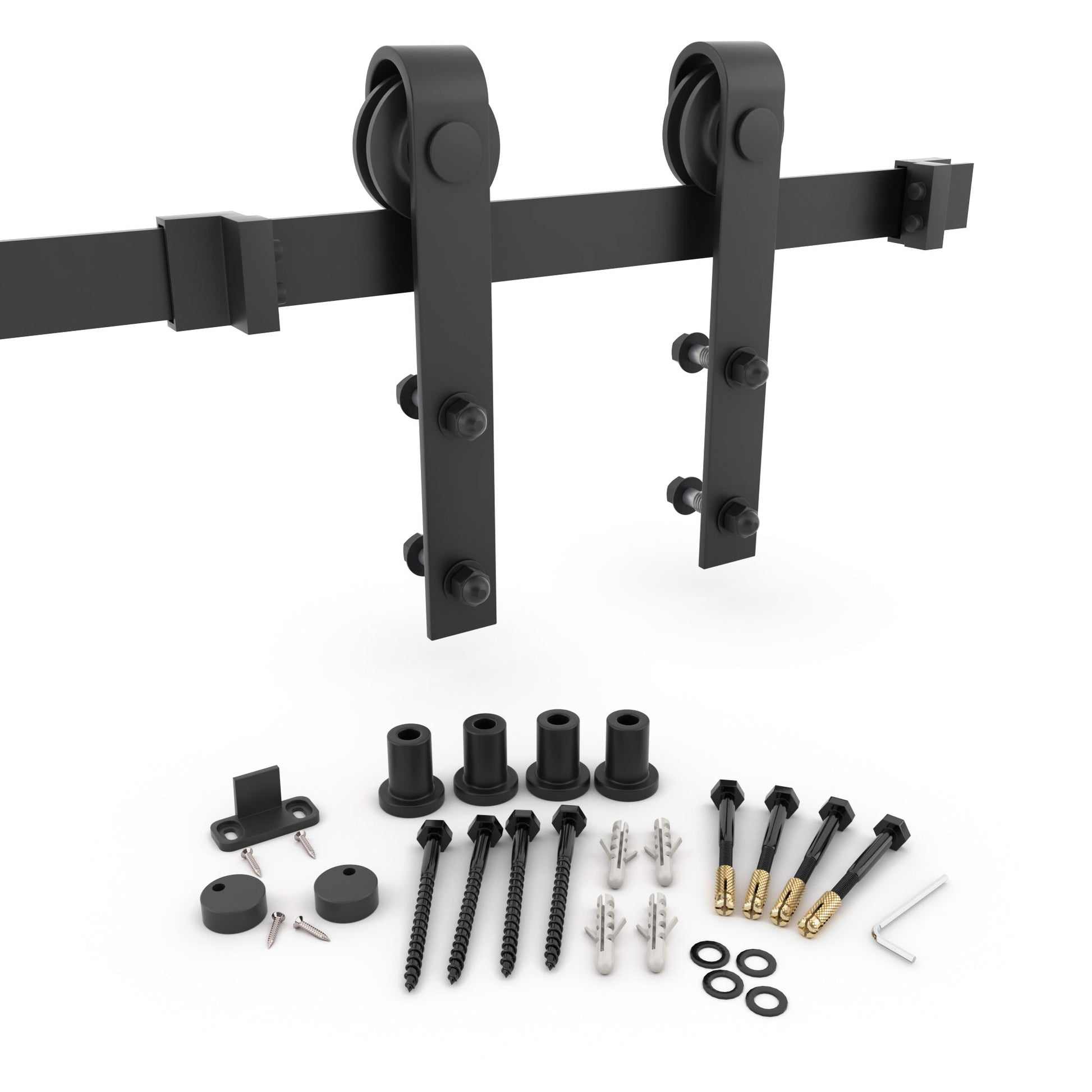 EightDoors 72-in Matte Black Indoor Standard Single Barn Door Hardware Kit B72BLACK