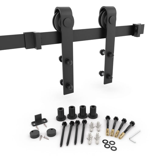 EightDoors 72-in Matte Black Indoor Standard Single Barn Door Hardware Kit B72BLACK