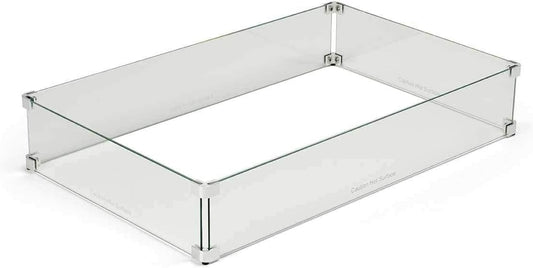 HPC Fire Rectangle Fire Pit Glass Wind Guard (WG43X21-RECT), 43x21-Inch