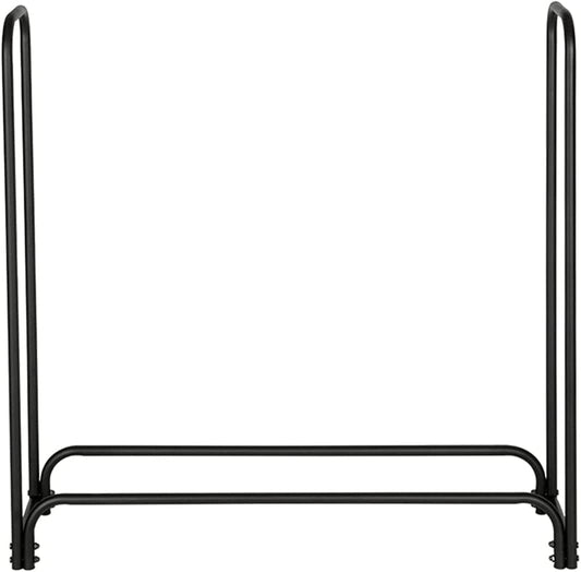 Outdoor Firewood Rack Storage Shelf Black Iron Holder for 4 Feet Long Firewood 46 Inches Wood Store Outdoor Fireplace Accessory(