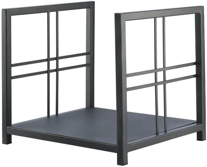 Heavy Duty Firewood Storage Rack with Detachable Wood Shelf Black Iron Fireplace Tools for Home Flooring(