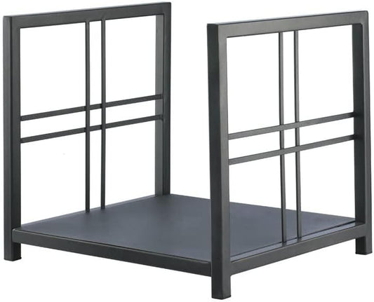 Heavy Duty Firewood Storage Rack with Detachable Wood Shelf Black Iron Fireplace Tools for Home Flooring(