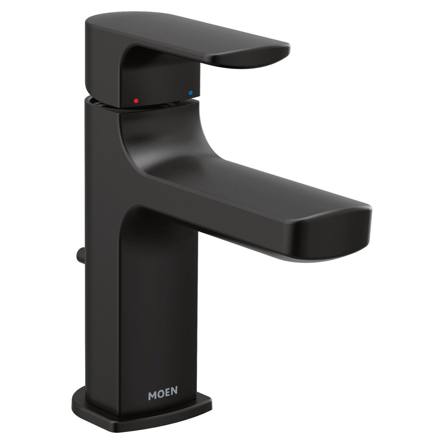 Moen Rizon Matte Black Single hole 1-handle WaterSense Low-arc Commercial/Residential Handle Bathroom Sink Faucet with Drain