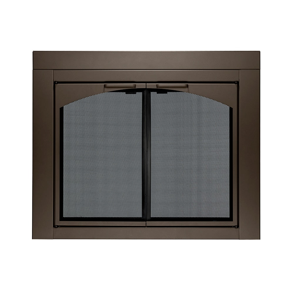 allen + roth Preston Oil Rubbed Bronze 30-in to 37-in W x 22-1/2-in to 29-1/2-in H (Small) Cabinet-style Fireplace Doors with Tempered Smoke Glass