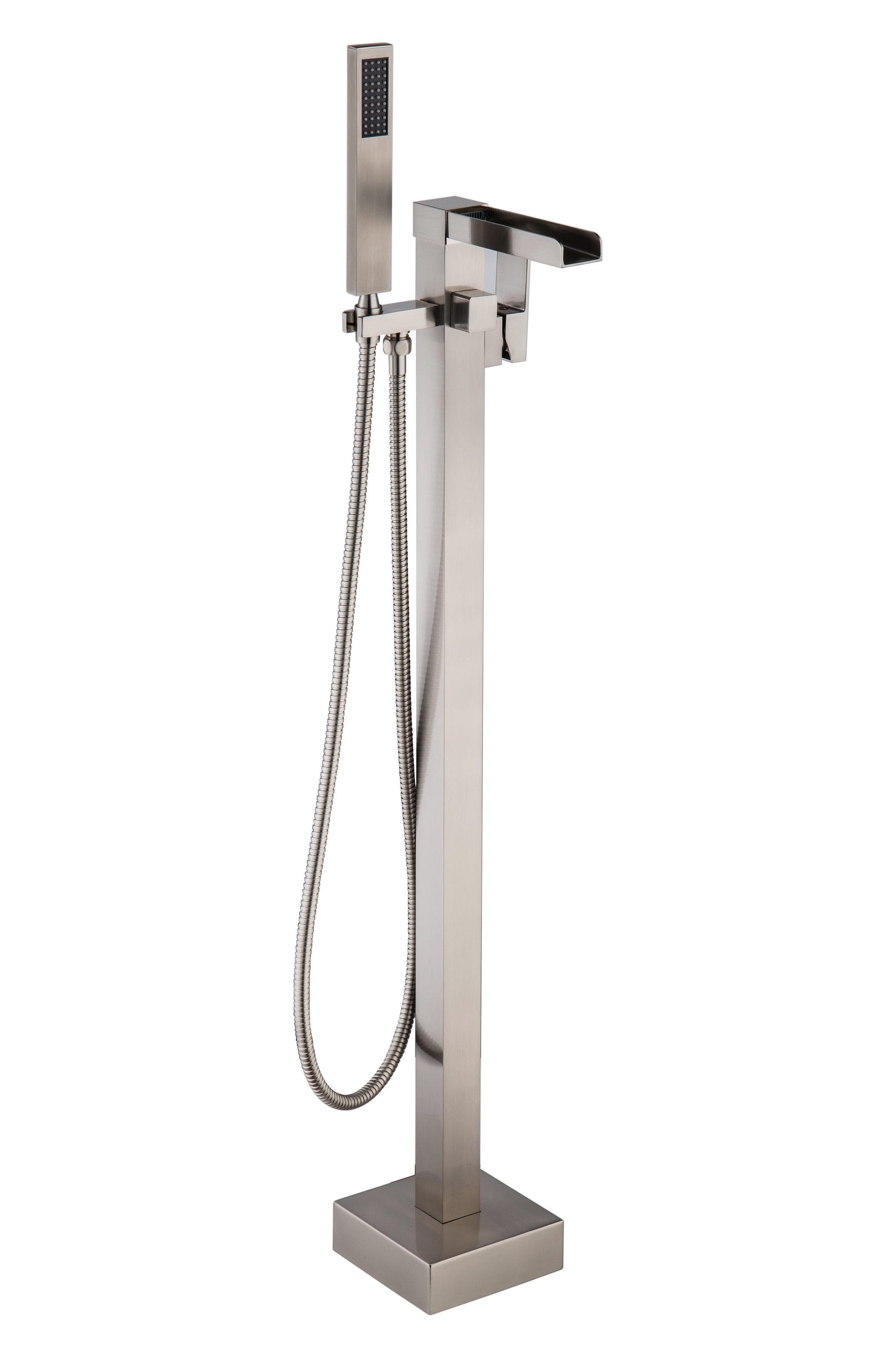 WELLFOR DT Waterfall Bathtub Faucet Brushed nickel 1-handle Freestanding Waterfall Bathtub Faucet with Hand Shower