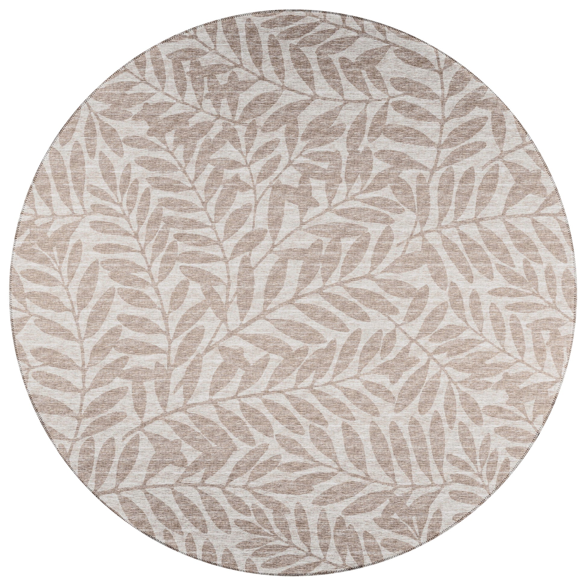 Addison Rugs Yuma 8 x 8 (ft) Taupe Round Indoor/Outdoor Floral/Botanical Tropical Area rug