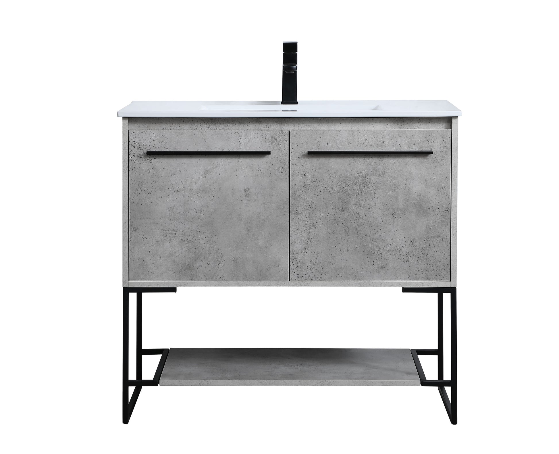 Elegant Decor Home Furnishing 36-in Concrete Grey Single Sink Bathroom Vanity with White Acrylic Top