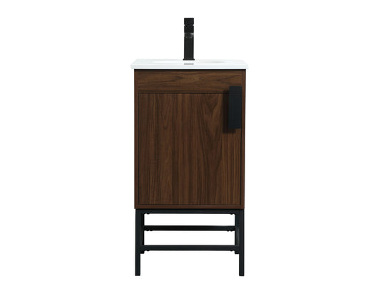 Elegant Decor Home Furnishing 18-in Walnut Undermount Single Sink Bathroom Vanity with Ivory White Engineered Marble Top