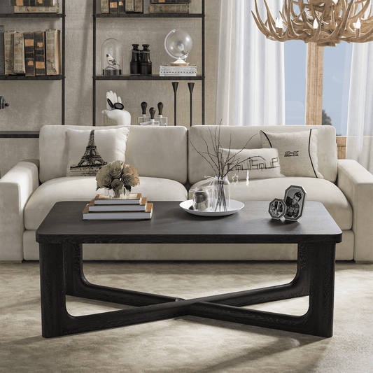 50"x26"x18" Modern Rectangle Wood Coffee Table for Livingroom,Black