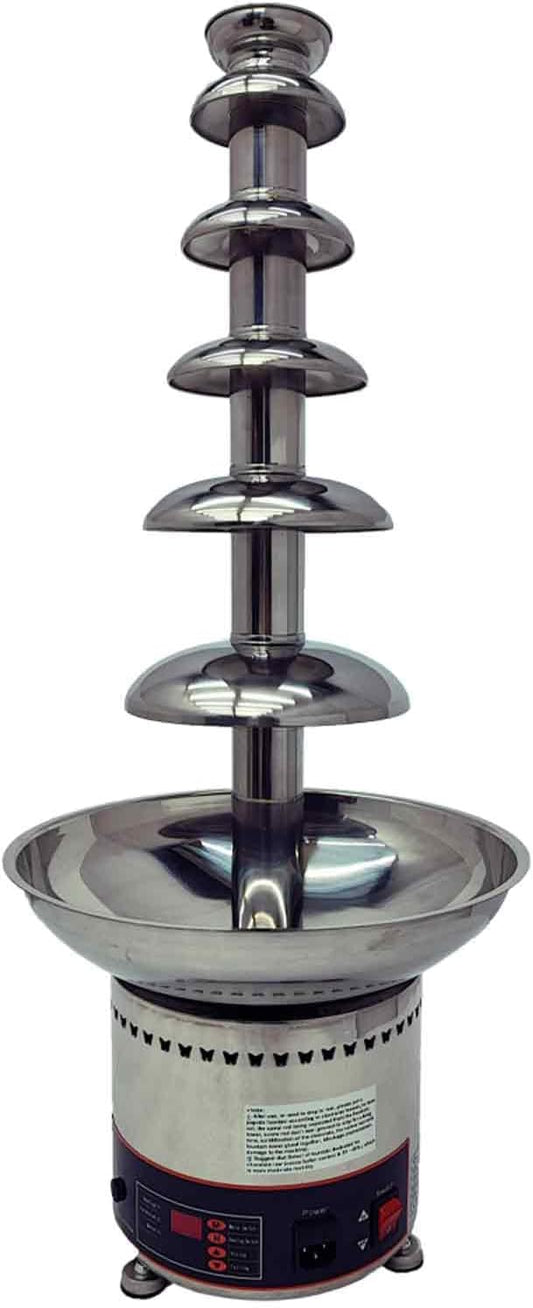 110V 6 Tiers Chocolate Waterfall Fountain, Stainless Steel Electric Heating Chocolate Fountain Machine, Digital Display, 10~12H Continuous Working Ability, for Weddings, Parties