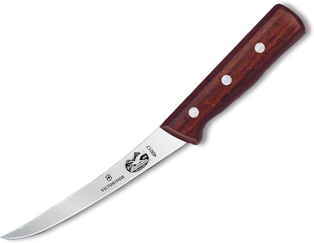 Victorinox 6" Professional Boning Knife, Curved Blade, Semi-stiff, Maple Wood Handle 5.6606.15