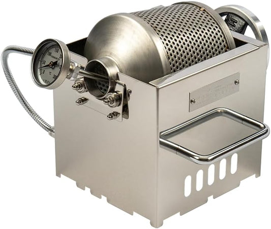 KALDI Coffee Roaster Mini Size (200~250g) Home Coffee Roaster Including Thermometer -Gas Burner Required (Manual with Sampler & Hopper)
