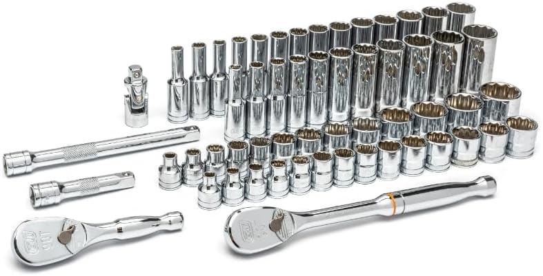 GEARWRENCH 57 Pc. 3\/8" Drive 12 Pt. Mechanics Tool Set, Standard & Deep, SAE\/Metric - 80551