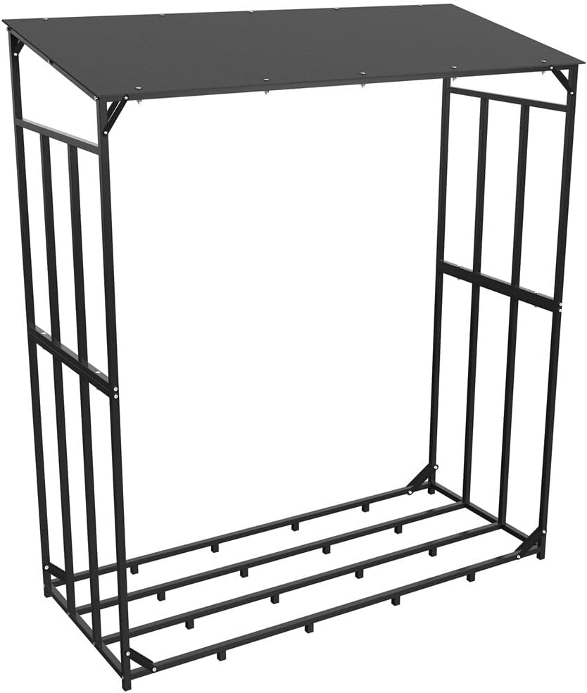 6FT Outdoor Metal Log Store Stack Holder Wood Firewood Rack Garden Storage Shed