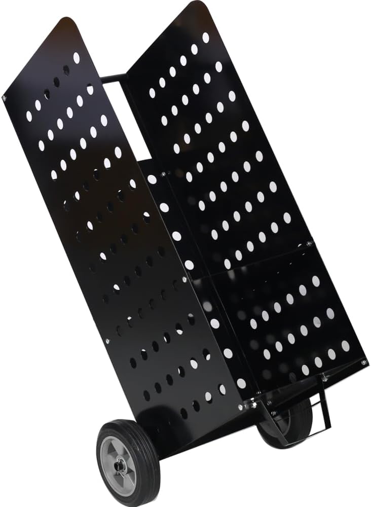 200lbs Metal Firewood Cart, Wood Rack, Heavy Duty in Door Outdoor Fireplace Log Rolling Cart for Transporting Wood