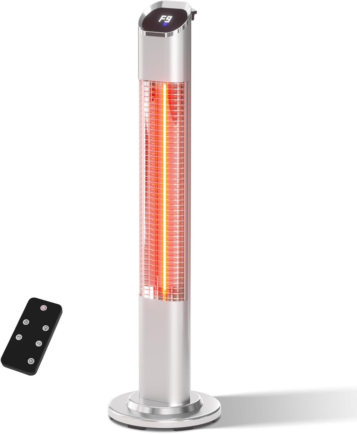 48 Inch Outdoor Patio Heater with Remote, 24H Timer Electric Space Heater, 3s Instant Heating Infrared Heater with 9 Heat Levels, for Porch & Backyard