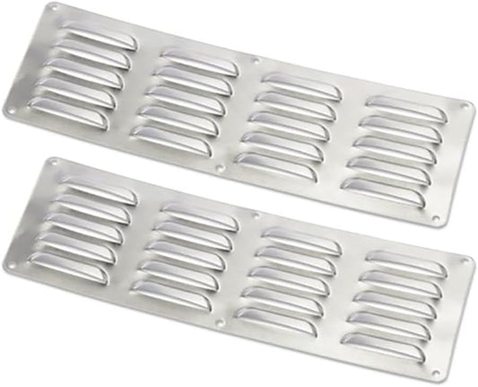 HPC Fire Louvered Stainless Steel Enclosure Vents (EV-14X4-5SS-2), 14x4-Inch, Set of 2