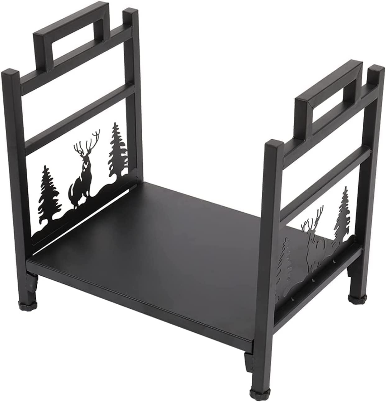 Outdoor Fireplace Firewood Rack Log Store Firewood Rack Wood Holders Firewood Outdoor Heavy Steel Tube Construction with Animal Pattern Wood Store(