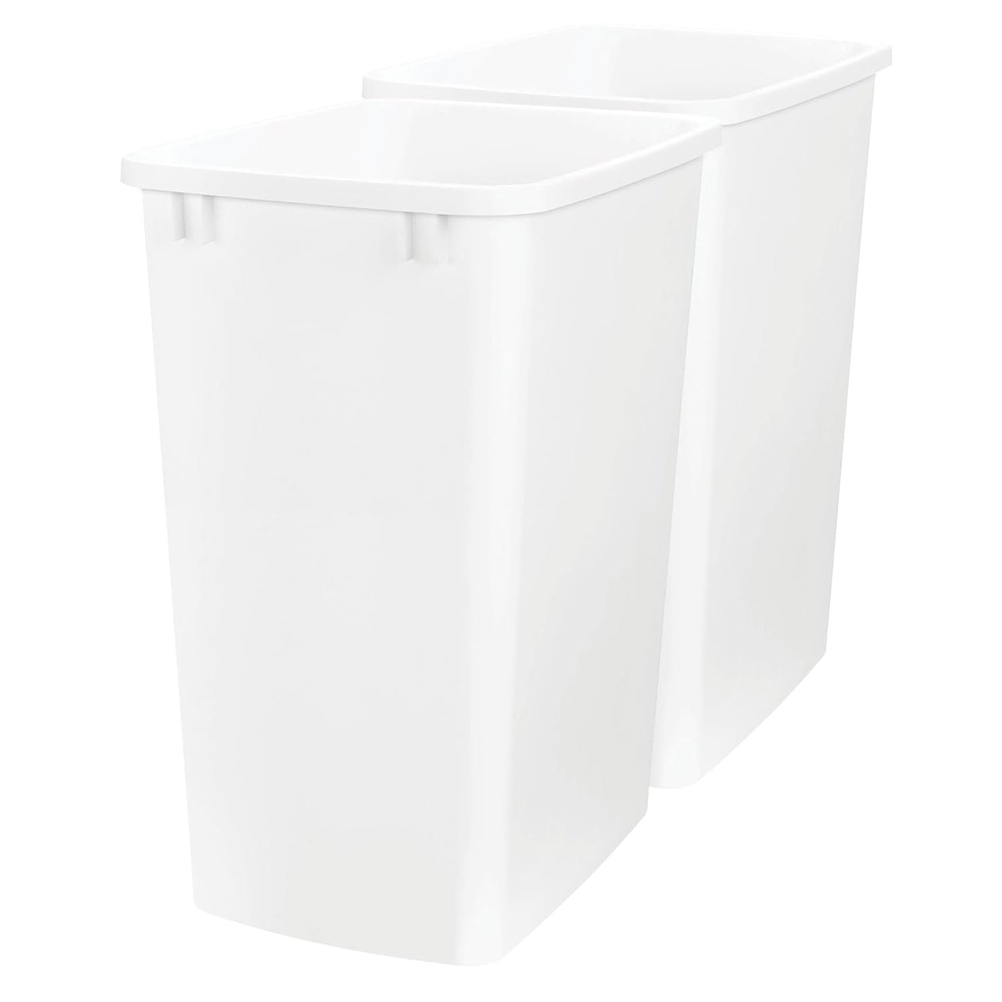 Rev-A-Shelf Polymer Replacement 35 Quart Trash Bin Recycle Waste Garbage Container for Kitchen Cabinet Pullouts, White, 2 Pack, RV-35-11-2