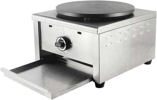 16''Commercial Gas Crepe Makers Machine LPG Gas Pancake Machine Griddle Maker Machine with Low Pressure Valve for Blintzes, Eggs, Tortilla