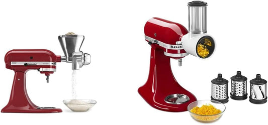 KitchenAid KGM All Metal Grain Mill Attachment & Fresh Prep Slicer/Shredder Attachment, White