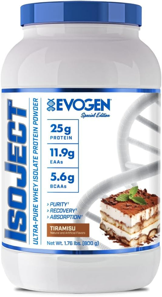 Evogen Isoject - Whey Protein Isolate | Ultra-Pure Whey Protein Powder with Ignitor Enzymes, BCAAs, and EAAs | Enhanced Absorption & Recovery | Tiramisu | 25 Servings