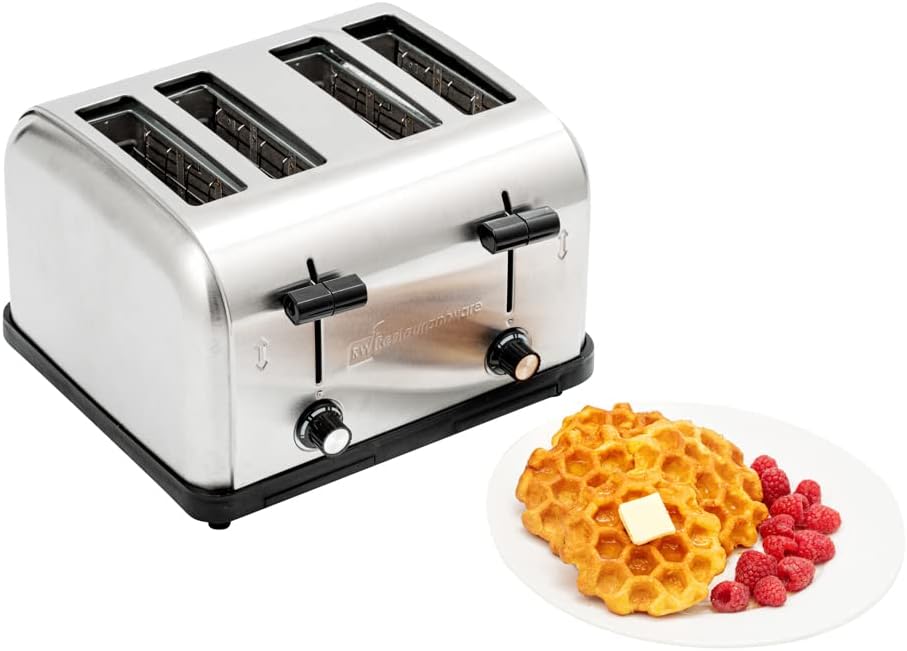 Restaurantware Hi Tek 4-Slice Toaster - Variable Browning Control, 1.5-Inch Wide Slots, 120V Stainless Steel Bagel Toaster, 1800W, 225 Slices Per Hour